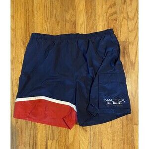 Nautica Adult Swim Trunks Shorts Sailing Blue Flag Surf Mesh Lined Men’s XL